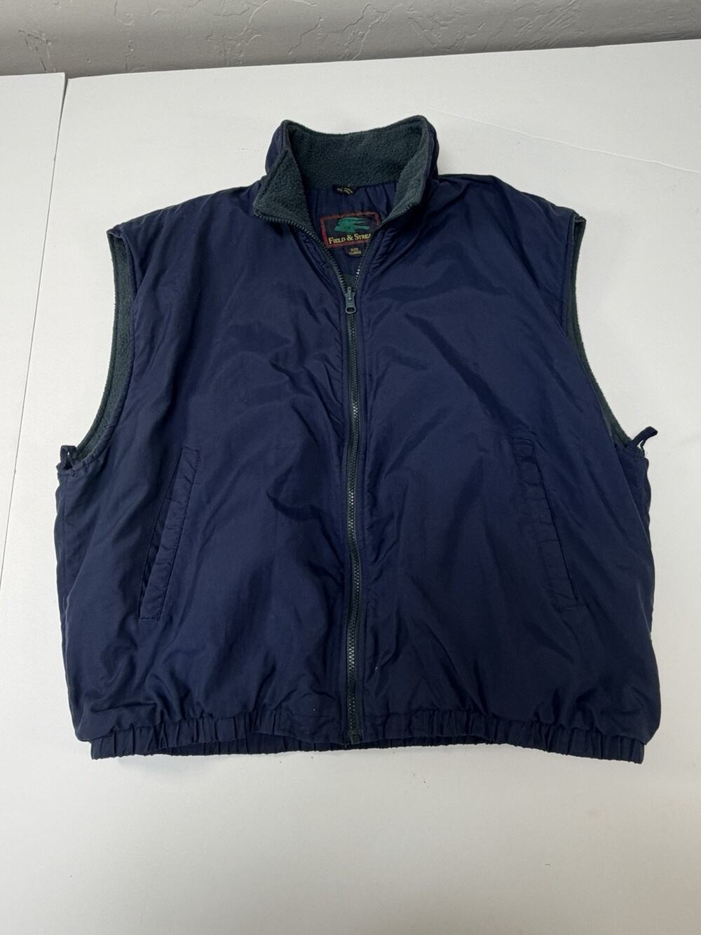 Mens Size Extra Large Vintage Navy Blue Field And Stream Zip up Outdoorsman Vest